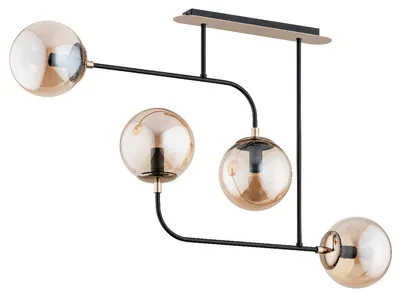 Zdjęcie produktu dla Lampa wisząca TACO złoto-czarna-bursztynowy 4xE14x10W szkło wym:53x15x83cm IP20 Alfa