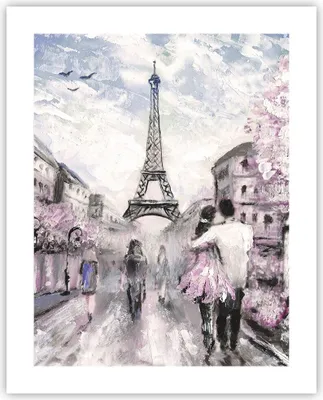 Produktbild von Poster - Poster ohne Rahmen - Paris Weg Illustration eiffle - 40x50 cm - Wand Bild - Wanddeko - Wandbilder - Kunstposter - Wandposter - Bilder - Kunstdruck - Wandbild - P2XPA40x50-3149
