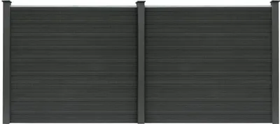 Produktbild von HOME DELUXE WPC Sichtschutzzaun CALLADO - 2 x Element + 3 x Pfosten I Sichtschutz Holzoptik, WPC Zaun Anthrazit, WPC Stecksystem Zaun