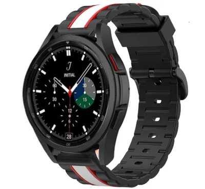 Produktbild von Strap-it Samsung Galaxy Watch 4 Classic 46mm Special Edition Band (Schwarz/Weiß)
