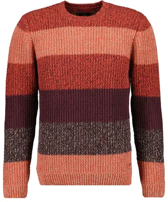 RAGMAN  Tweed Strickpullover mit Blockstreifen in rot