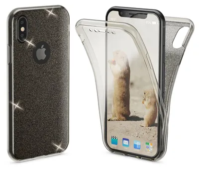 Obrázek produktu pro NALIA 360° pouzdro pro Apple iPhone XS X Glitter kryt mobilního telefonu silikonové pouzdro černé