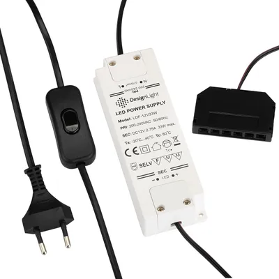 Produktbild von Trafo Transformator 220-240V schwarz 12V/30W Konverter mit Schiebeschalter und 6-fach Verteiler