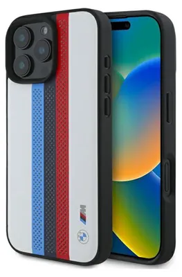 Zdjęcie produktu dla Bmw Bmhmp16X23Pupth Iphone 16 Pro Max    6.9 Biały/White Hardcase M Perf. Tricolor Printed Stripes Magsafe