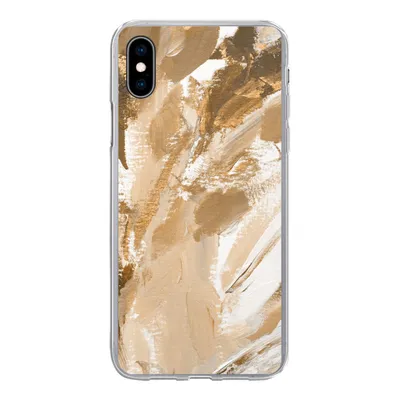 Produktbild von MuchoWow® Handyhülle Schutzhülle Hülle für iPhone Xs Farbe - Gold - Beige Silikon Softcase Handy Hülle - Handytasche