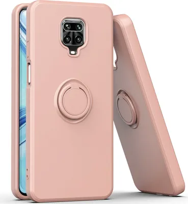 Produktbild von Redmi Note 9 Pro Handyhülle, Ring Halter Ständer Kratzfeste Weiche Silikon schutzhülle für Xiaomi Redmi Note 9S/9 Pro/9 Pro Max Pink