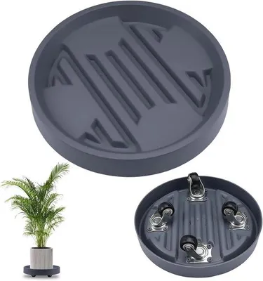 Produktbild von Famanu Pflanzenwagen mit Rollen, 22,5 x 18,5 x 5,2 cm, runder Pflanzentisch, mobil und stabil