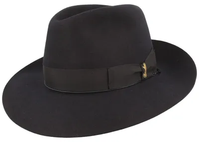 Borsalino feiner Haarfilzhut breite Bogartform in blau