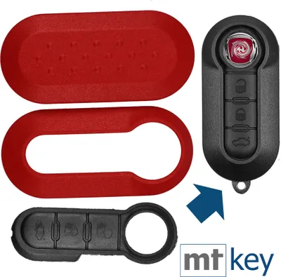 Produktbild von Auto Schlüssel Set Schale Cover Rot + Tastenfeld kompatibel mit FIAT 500 Punto Doblo