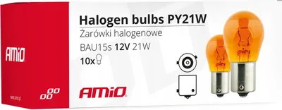 Zdjęcie produktu dla AMiO Żarówki PY21W BAU15s 12V 21W AMBER 10 SZTUK MOCNE I TRWAŁE