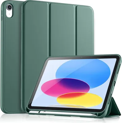 Produktbild von Conie Tablet Smart Cover für iPad 10.9 2022 Klapp Tasche Rundumschutz Silikon Hülle mit Aufstellfunktion in Grün