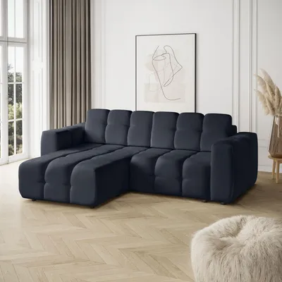 Obrázek produktu pro BEAUTYSOFA | Rohová pohovka BONA 253 cm – rohová pohovka s funkcí spaní a úložným prostorem – grafitová