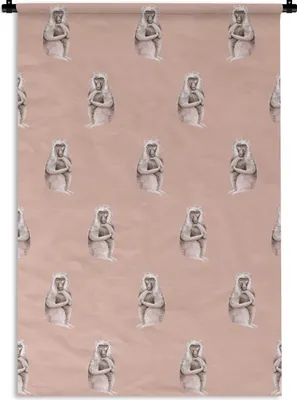 Produktbild von MuchoWow® Wandteppich Wandbehang Affe - Muster - Pastell 120x180 cm Tapisserie Dekoration Wandtuch - Schlafzimmer - Dekorationen für das Haus