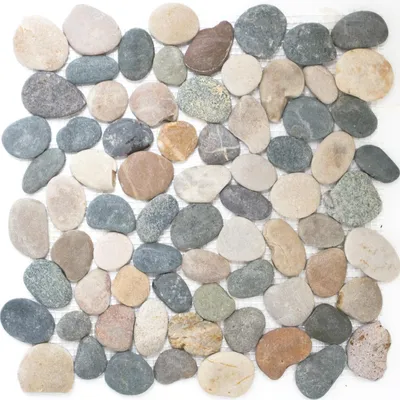 Produktbild von Flusskiesel Naturstein Mosaik Fliesen Doha Beige Grau Schwarz
