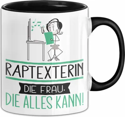 Produktbild von Raptexterin Geschenk Tasse Becher Die Frau Die Allen Kann Geschenkidee für eine Raptexterin Lustig (Schwarz)