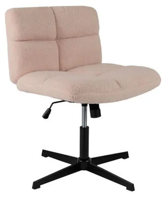 Productafbeelding van Een kantoorkruk met kruisvoeten, bekleed met roze kunstbont, met een ergonomisch ontwerp