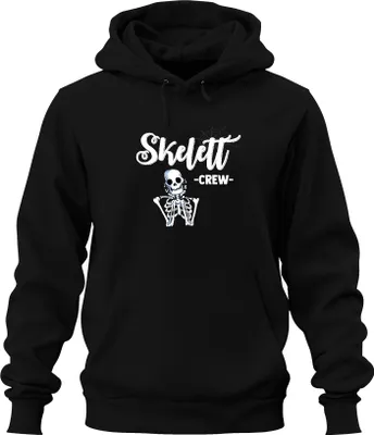 Obrázek produktu pro Uni mikina s kapucí Skeleton Crew Halloween Skull Creepy Gothic Retro Party, černá, S