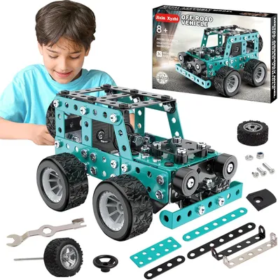 Produktbild von Metall Modellbausatz Jeep Fahrzeug – 194 Teile STEM Konstruktionsspielzeug – DIY Metallbaukasten für Kinder ab 8 Jahren & Erwachsene – MINT Lernspielzeug – Geschenk für Jungen & Mädchen