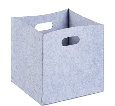 Produktbild von Relaxdays Quadratischer Filzkorb, H x B x T: 30 x 30 x 30 cm, faltbar, mit 2 Trageöffnungen, schicker Regalkorb, grau