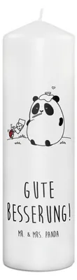 Produktbild von Mr. & Mrs. Panda Kerze Panda Gute Besserung 29 x 8 cm XL - Weiß - Geschenk, Blockkerze, Stumpenkerze, Erinnerungslicht, Erinnerungskerze, Bedruckte