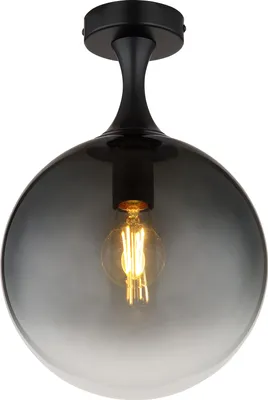 Produktbild von Globo Lighting Deckenleuchte Metall schwarz matt, Glaskugel rauchfarben, ø: 250mm, H: 375mm, exkl. 1x E27 LED 10W 230V