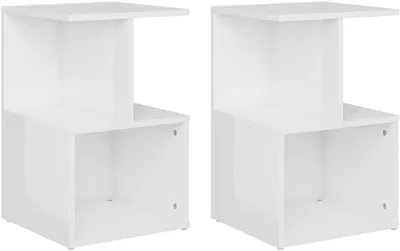 Produktbild von Nachttisch-Set mit Stauraum, Hochglanz Weiß, 35x35x55 cm