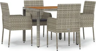 Obrázek produktu pro vidaXL 5dílný zahradní jídelní set s polštáři Grey Poly Rattan