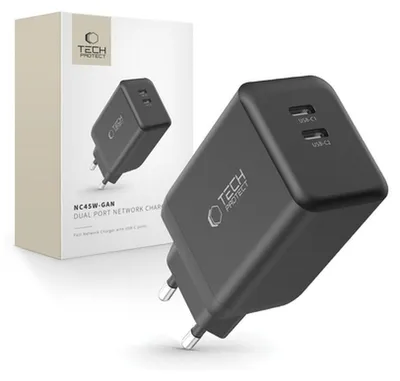 Obrázek produktu pro Tech-Protect Nc45W-Gan 2portová síťová nabíječka Pd45W černá