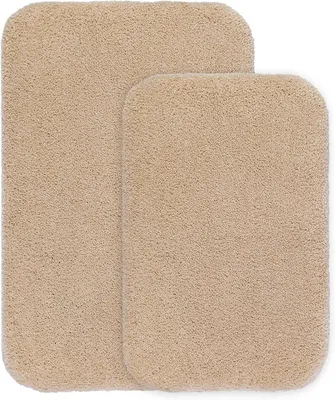 Produktbild von Badematten Set, 2-teilig, Mikrofaser, rutschfest, 40 x 60 cm und 50 x 80 cm, beige, für Badezimmer
