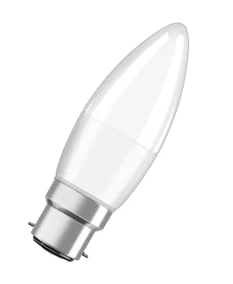 Productafbeelding van LED lamp B37, kaarsvorm, B22d fitting, 4,9W = 40W, 470lm, 2700K (warm wit), 200°, STAR CLASSIC, Osram. Gloeilamp