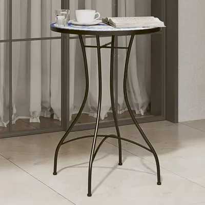 Produktbild von Möbel Mosaik-Bistrotisch Blau und Weiß Ø50x70 cm Keramik - Gartentische &40774