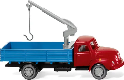 Produktbild von Wiking Pritschen-Lkw mit Ladekran (Magirus S 3500) rot/blau