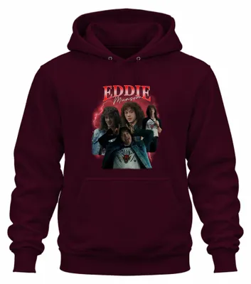 Produktbild von Eddie Munson Hellfire Club Stranger Metal Geschenk Hoodie Kapuzenpullover, Burgundy, 3XL
