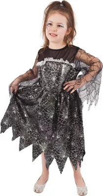 Image de Costume de sorcière pour enfants avec toile d'araignée (S)