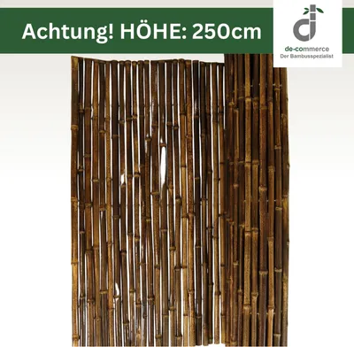 Produktbild von Bambus Sichtschutz BLACK 250x180 cm (HxB) aus Nigra Bambus – Bambuszaun für Garten, Balkon & Zaunverkleidung – robust & wetterfest