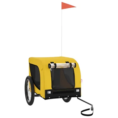 Image de vidaXL Remorque pour vélo Chiens Jaune et noir Tissu Oxford & fer