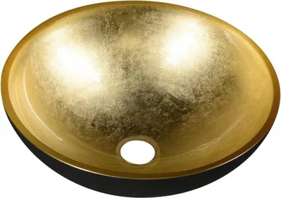 Produktbild von Sapho MURANO BLACK-GOLD Glaswaschbecken zum Aufsetzen, Durchmesser 40cm, Gold/Schwarz
