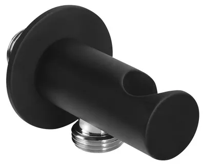 Produktbild von Brausehalter rund, fest, mit Schlauchanschluss, schwarz matt