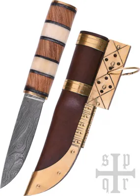 Produktbild von Wikinger-Messer aus Damaststahl mit Holz-/Knochengriff