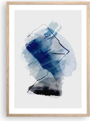 Produktbild von Gerahmtes Poster - Rahmen in heller Eiche - Blau Schwarz Abstraktion - 50x70 cm - Wand Bild - Wanddeko - Wandbilder - Kunstposter - Wandposter - Bilderrahmen - Bilder - Kunstdruck - P2NPA50x70-5058