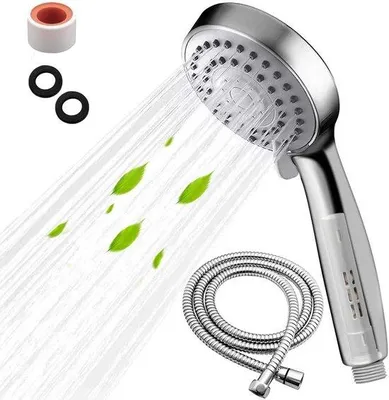 Obrázek produktu pro Úsporná sprchová hlavice s filtrem a hadicí o délce 1,5 m, univerzální úspora vody, 3 druhy proudu