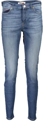 Image de Jean slim pour femmes, coupe taille moyenne, couleur bleu, avec détail logo