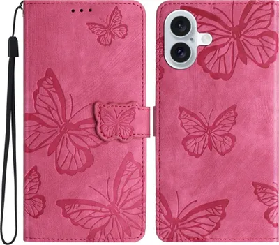Produktbild von iPhone 16 Plus Hülle - Coverup Schmetterlinge Klapphülle - Rosa