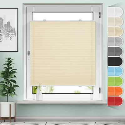 Productafbeelding van Plissé gordijn zonder boren, kleur crème, 35 x 130 cm