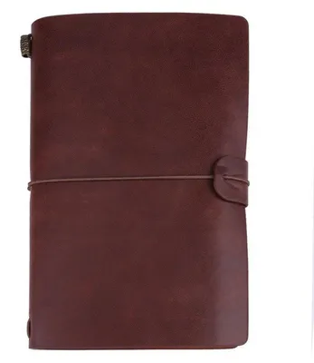 Image de Cahier de notes format A5, style vintage rétro, en cuir PU, rechargeable, couleur sombre