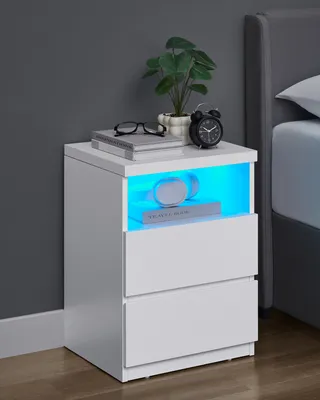 Obrázek produktu pro Noční stolek VASAGLE s nastavitelným LED osvětlením, boční stolek se zásuvkami