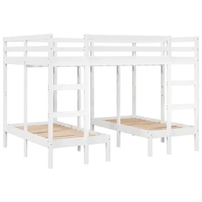 Produktbild von vidaXL Dreifach-Etagenbett Weiß 140x200/70x140 cm Massivholz Kiefer