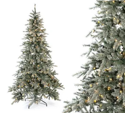 Produktbild von Evergreen künstlicher Weihnachtsbaum Fichte Frost grün 210 cm mit Lichterkette
