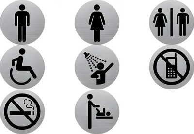 Produktbild von helit Piktogramm the badge WC-Her ren, rund, silber (5690764)