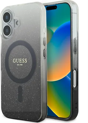 Immagine prodotto di Custodia Guess per iPhone 16 - Magsafe IML glitter gradient - Nero